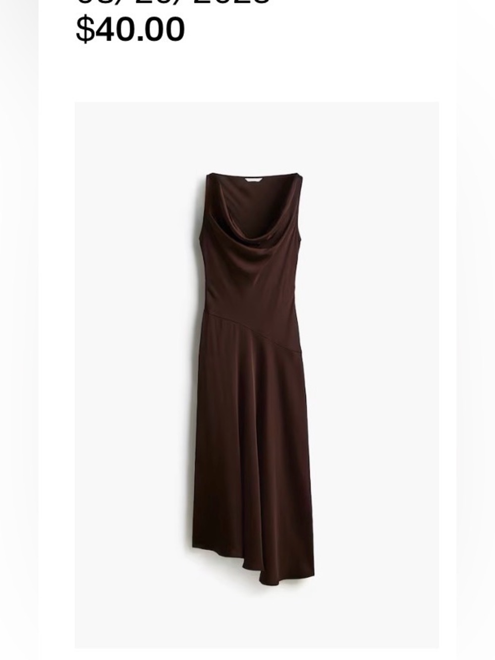 H&M Brown Cowl Neck Sleeveless Maxi Dress